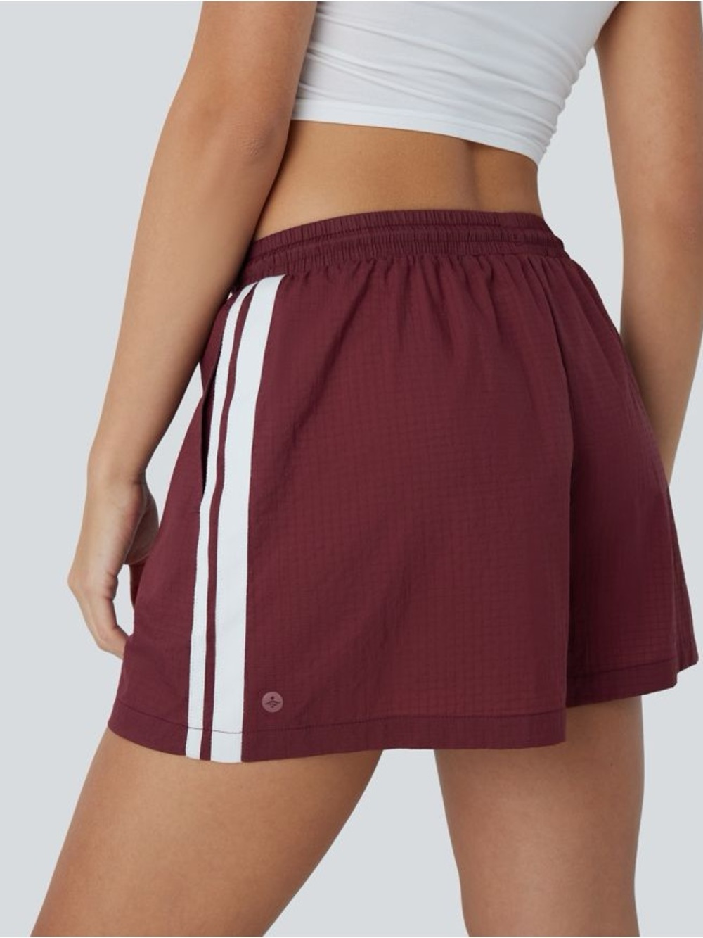 Halara Athletic Shorts Burgundy Side Stripe Drawstring Medium NWOT - Picture 5 of 6